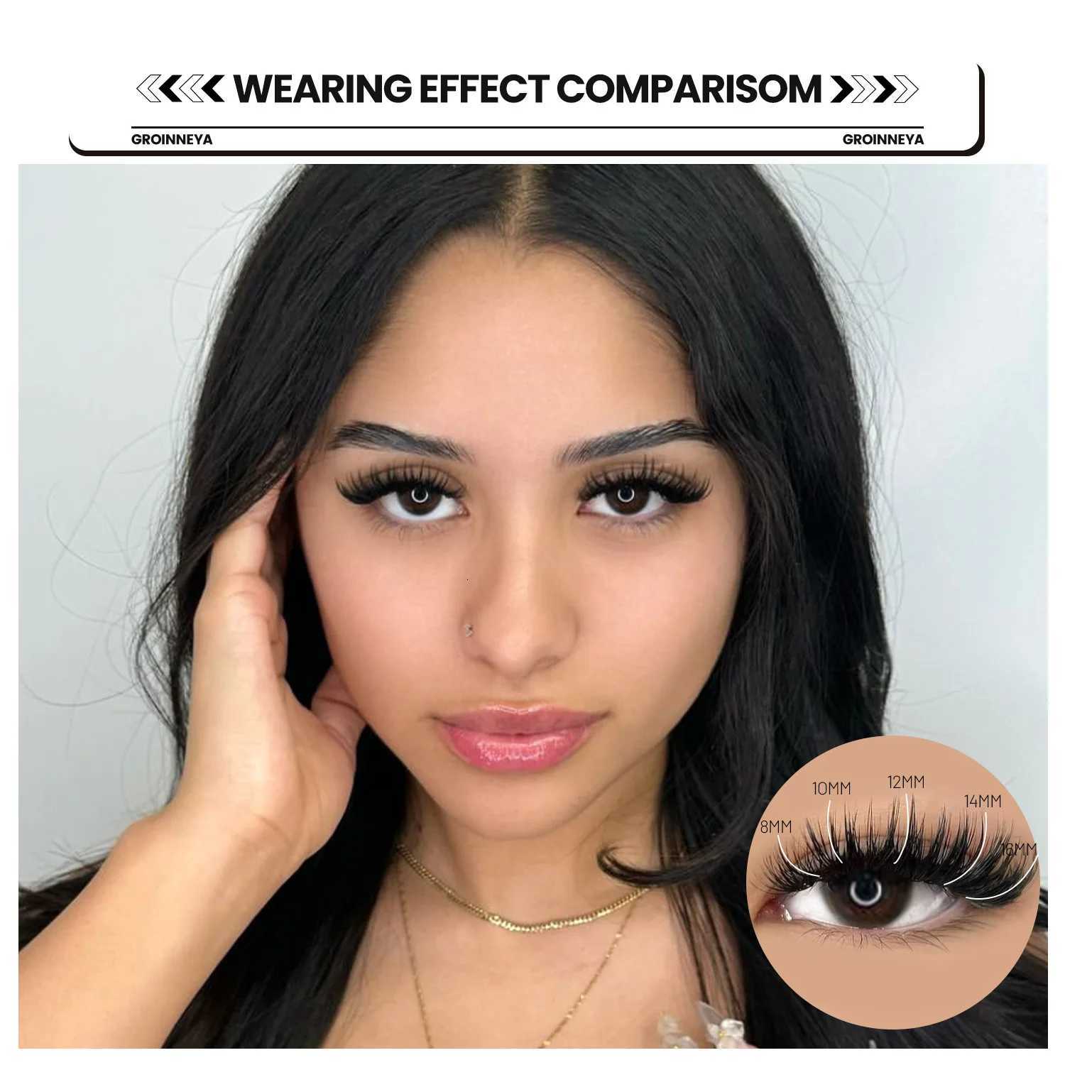 GROINNEYA DIY Lash Clusters Kit Individual False Eyelashes Wispy Cluster Mink Lashes Extension with Lash Bond and Seal MakeupT251223