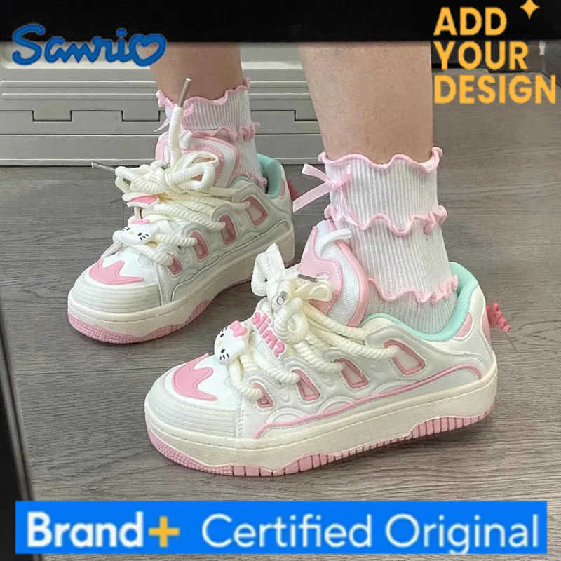 Sanrio Hello Kitty Luxury Design Plate Shoes Y2k Girl Cartoon Korean Style Aesthetic Cute Shoes Women Fashion Casual Sneakers H251223