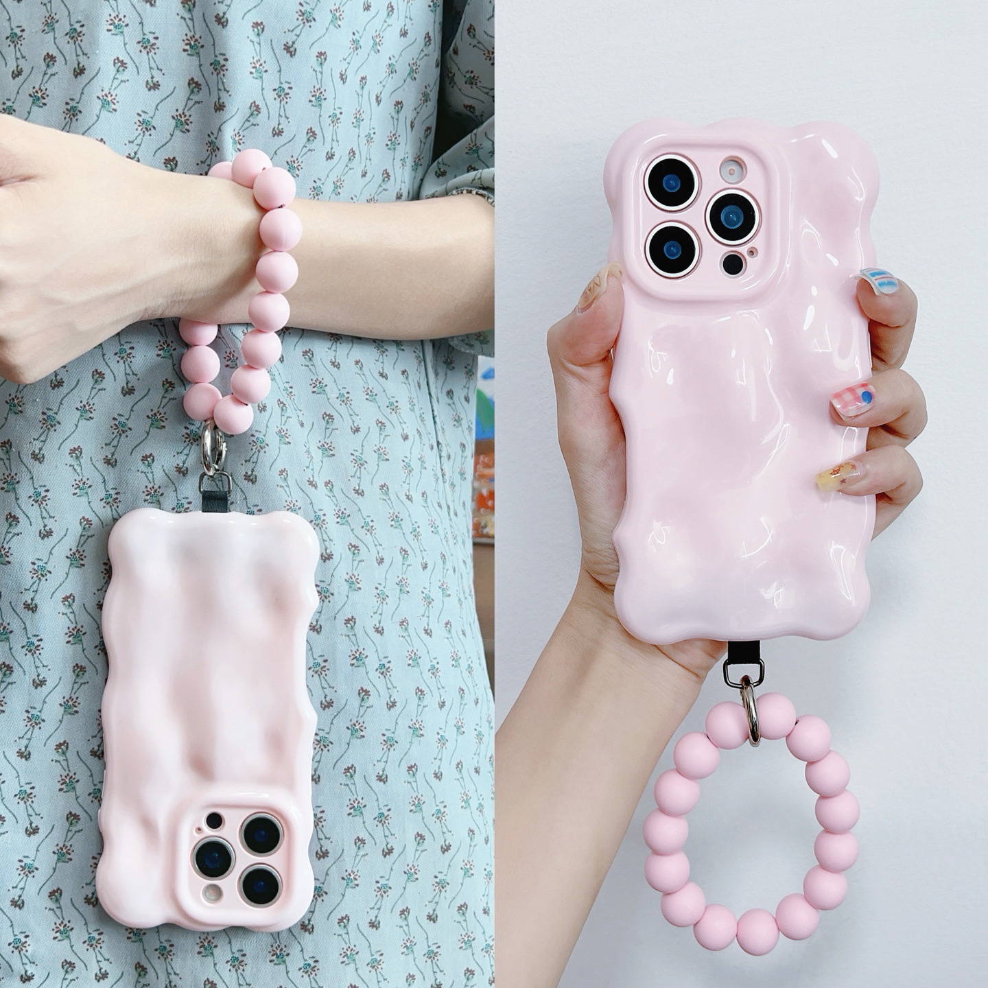 Pink Meteorite Pattern Compatible iPhone 17 Max Apple 15 Phone 16 Pro Bubble Case 14/13 with Lanyard