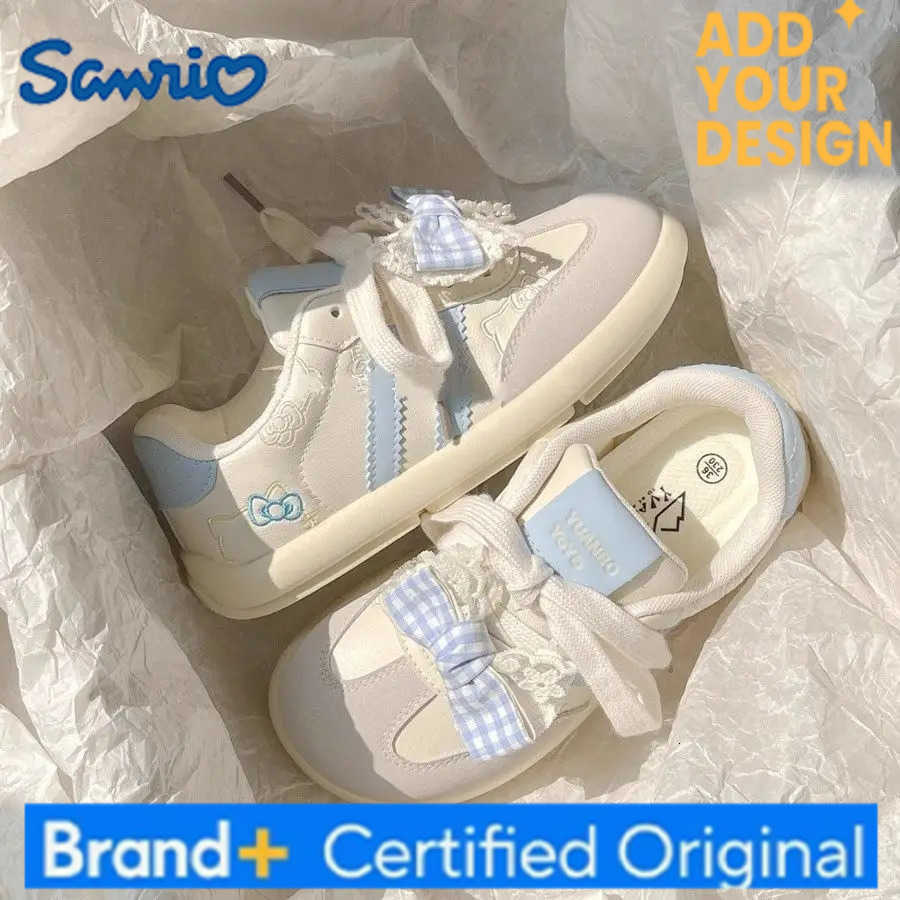 Sanrio Anime Sneakers Kawaii Hello Kitty Women Casual Shoes Cartoon Kt Thick Bottom Plate Shoes Cute Girls Student Bow Casual Sneakers H251223