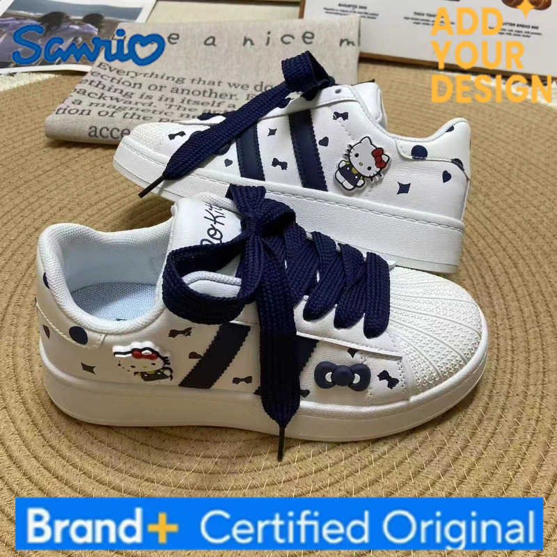 Sanrio KidsCasual Shoes Sneakers Cartoon Hello Kitty PU Leather For Girls Printed Anti-slip Breathable Blue Pink Shoes Size 26-37 H2512231