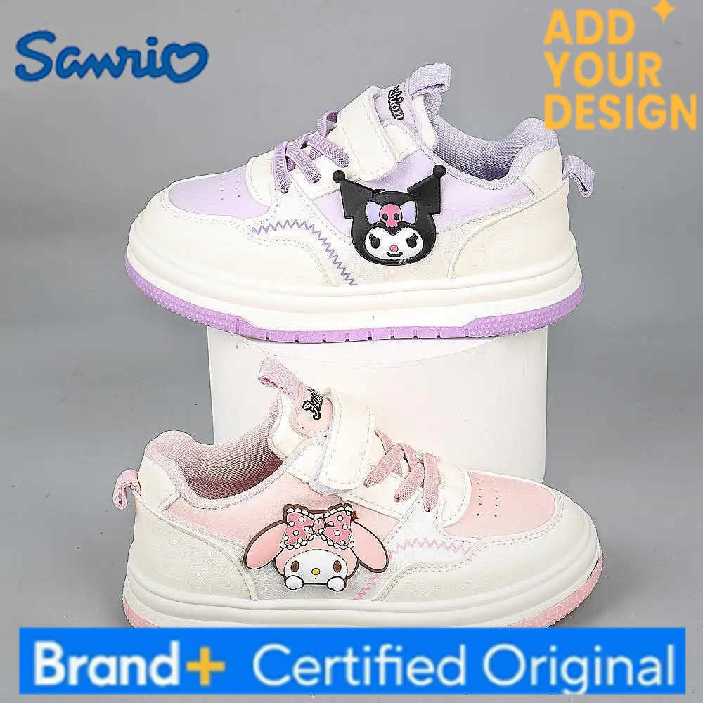 Sanrio KidsCasual Shoes Girls Cartoon PU Leather Spring Outdoor Sneakers Breathable Anti-slip Pink Purple Size 26-37 H251223