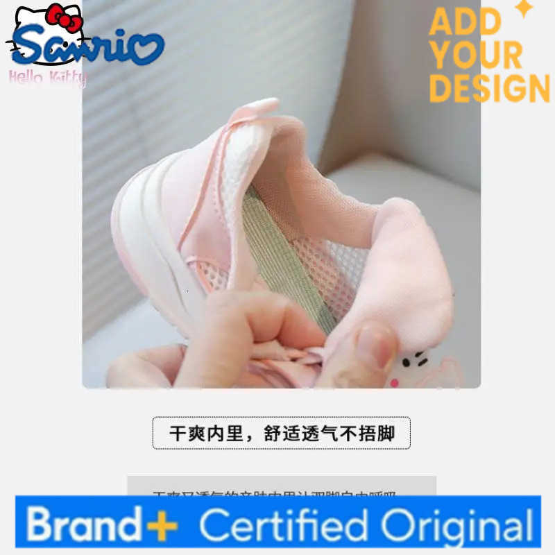 Sanrio Hello Kitty Girls Anime Sneakers Summer New Kids Cartoon Kawaii Mesh Breathable Board Shoes Fashion Sweet Casual Shoes H251223