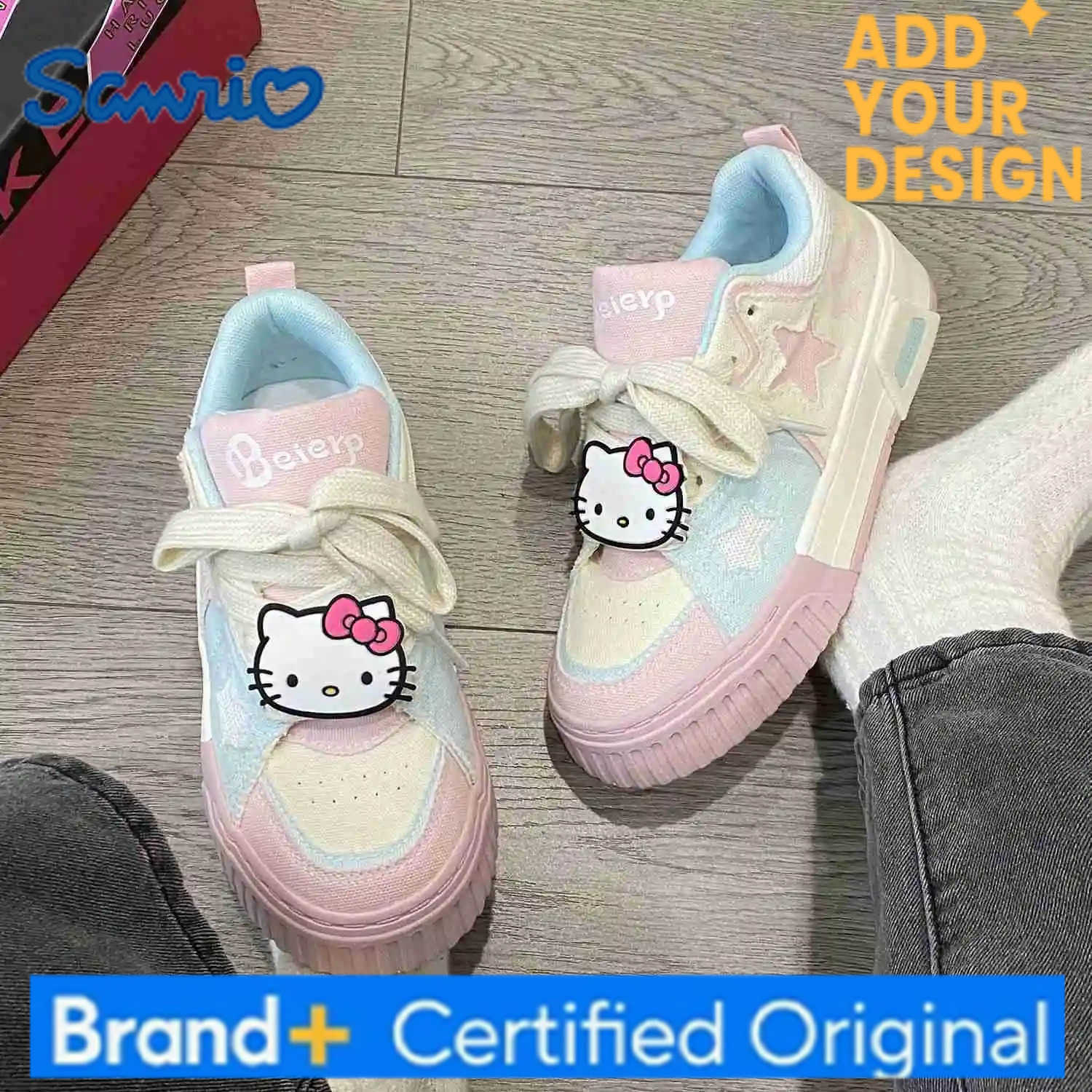 Sanrio Hello Kitty Thick Soled Canvas Shoes Women Fashion Cute Sports Board Shoes Japanese Style Harajuku Versatile Casual Shoes H251223