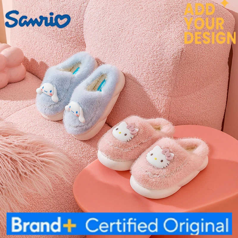 Sanrio Genuine childrens cotton slippers warm cotton shoes with fleece cartoon non-slip cotton slippers for girls H251223