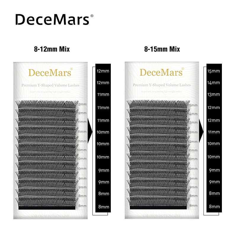 DeceMars YY Shape Black Brown Eyelashes Extensions Two Tip Lashes C/D Curl High Quality IdividualT251223