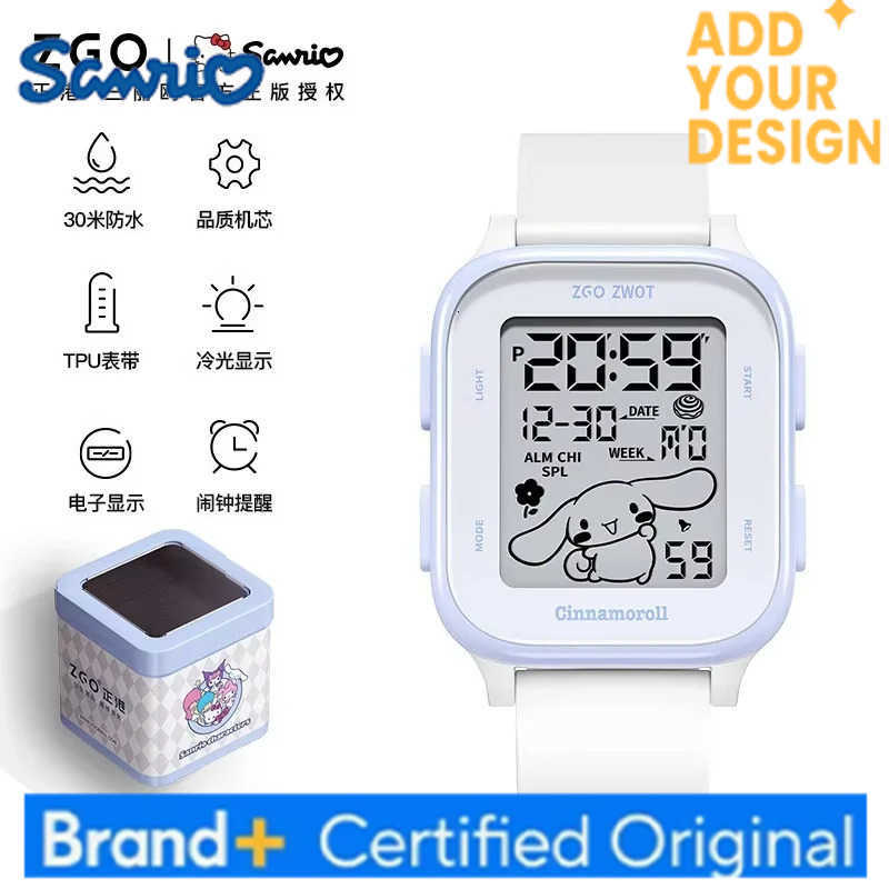 Sanrio Hello Kitty Kids Watch For Girls Students Cute Sports Watch Waterproof Square Digital Electronic Watch Gift Alarm H251223