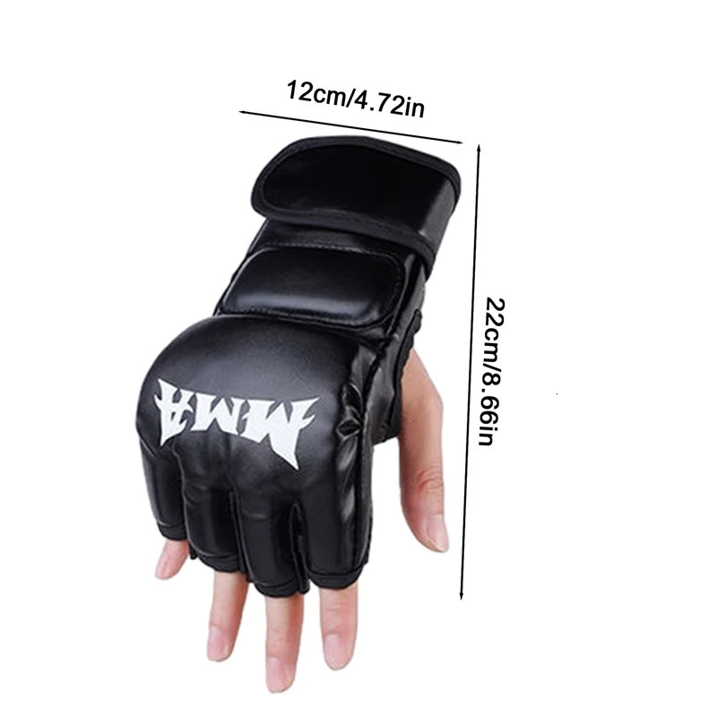 PU Half Finger Boxing Gloves PU Leather MMA Fighting Kick Boxing Gloves Karate Muay Thai Training Workout Gloves Training Gear 251222