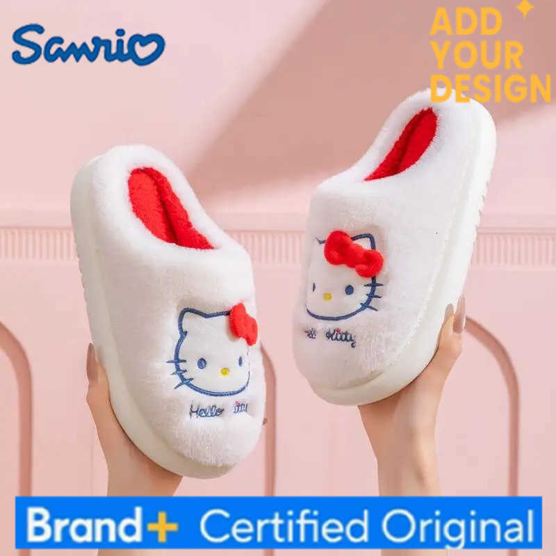 Sanrio Hello Kitty Cotton Slippers Girl Winter Indoor Keep Warm Child Kawaii Anime Cartoon Fashion New Style Casual House Shoes H251223