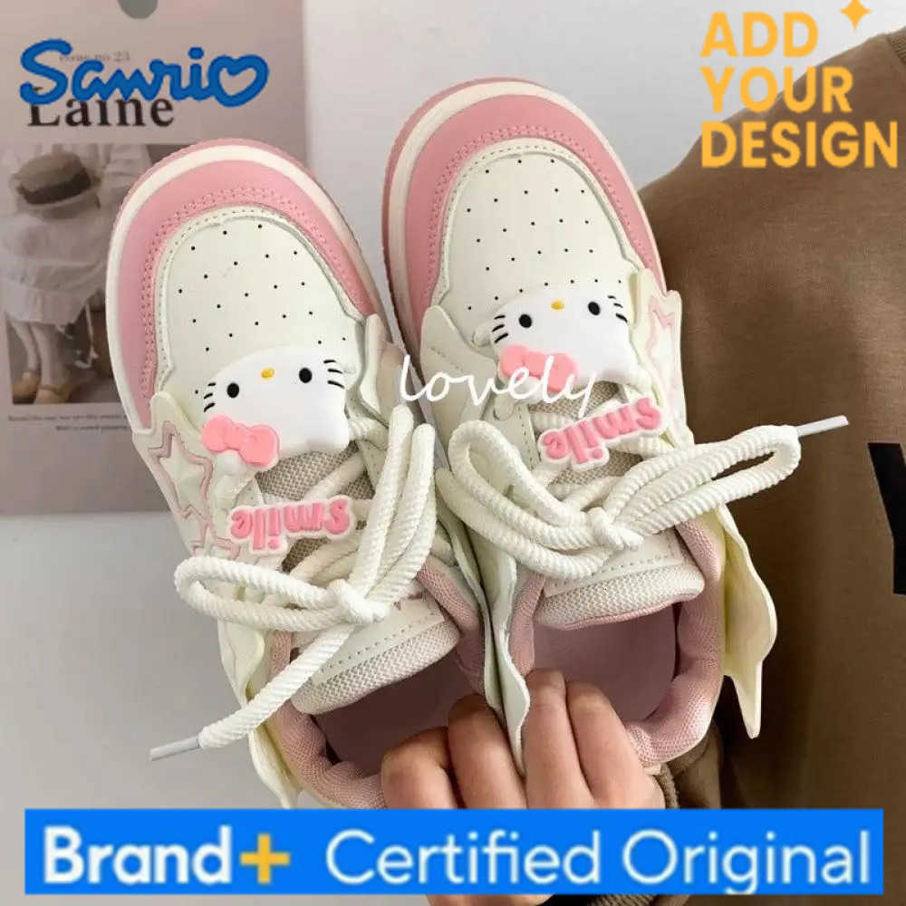 Sanrio Anime Female Sneakers Hello Kitty Sports Shoes Cartoon Cute Spring Autumn Versatile Thick Bottom Rise Leisure Board Shoes Girls H251223
