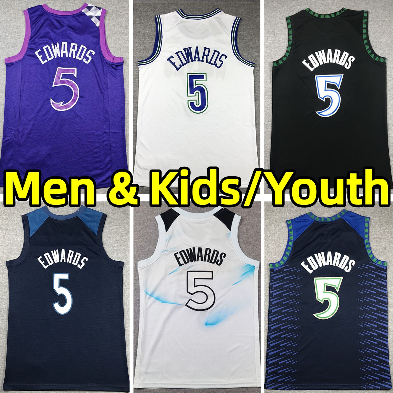 Stitched ant Anthony Edwards Jersey Basketball Jerseys Men Kids City vest Wear Youth adult children edition white