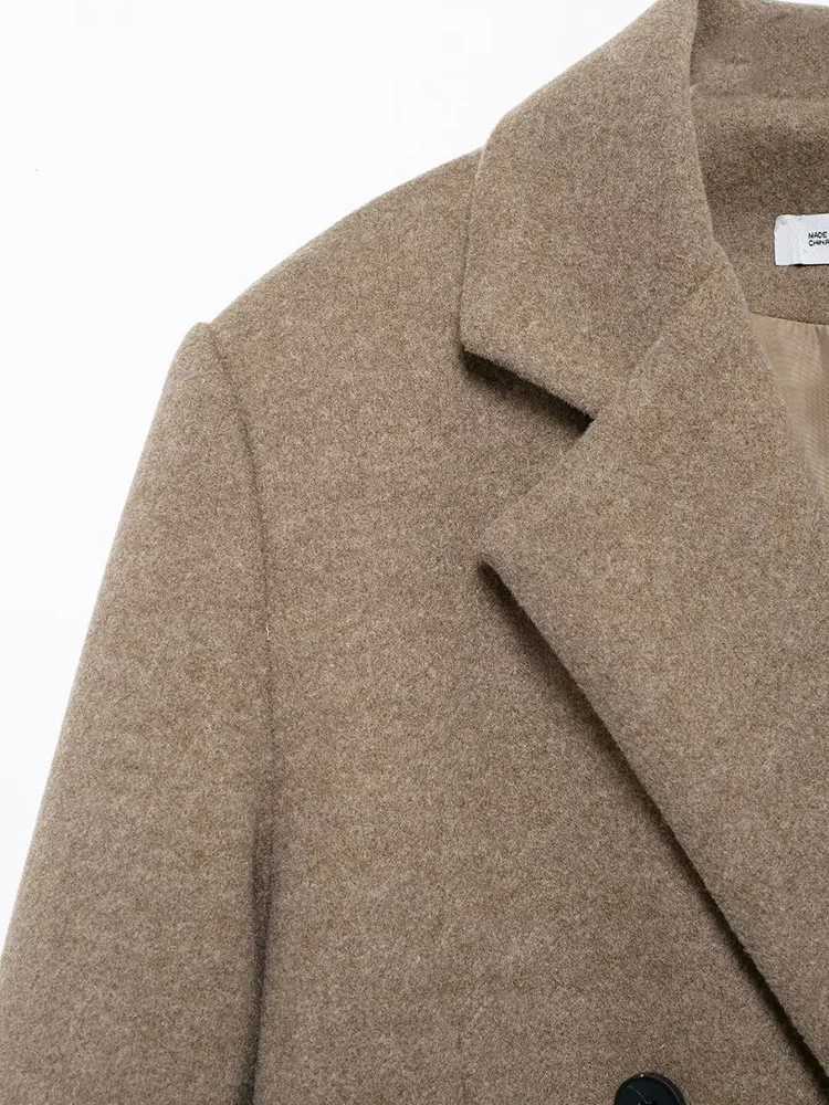 The New Female Fashion For Autumn/Winter 2024 Simple Double-Breasted Woolen Coat With PocketT251224