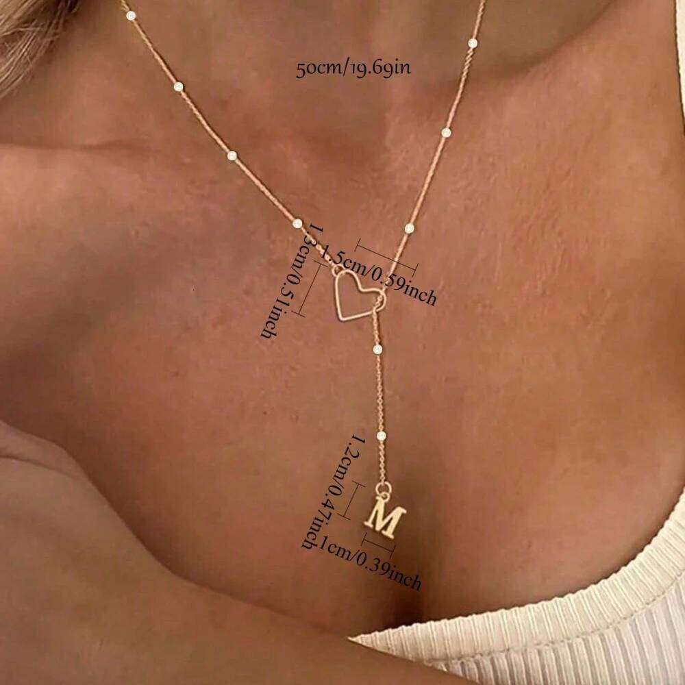 Dainty Gold Plated Stainless Steel Heart Letter Pendant for Women Choker Initials Necklace Gift For Girlfriend Mom 25H1224