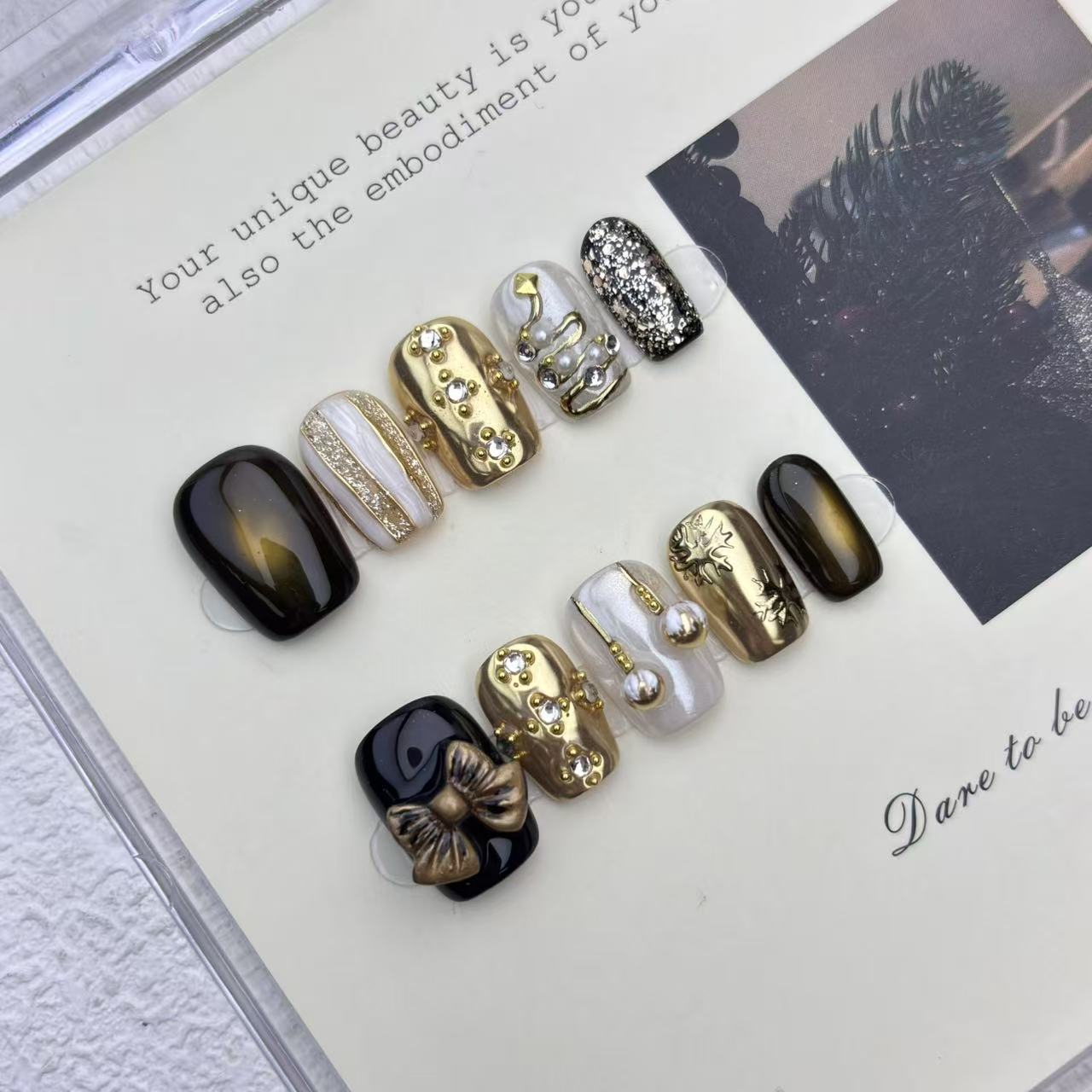 sophisticated wholesalers choice festive white gold feline eyelash nail stickers