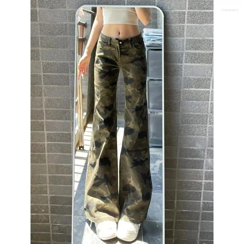 Women's Jeans Camouflage Flare For Women Winter Seller Street Style Versatile Low Waisted Slimming Tummy Hiding Non Clingy Pants Z260313