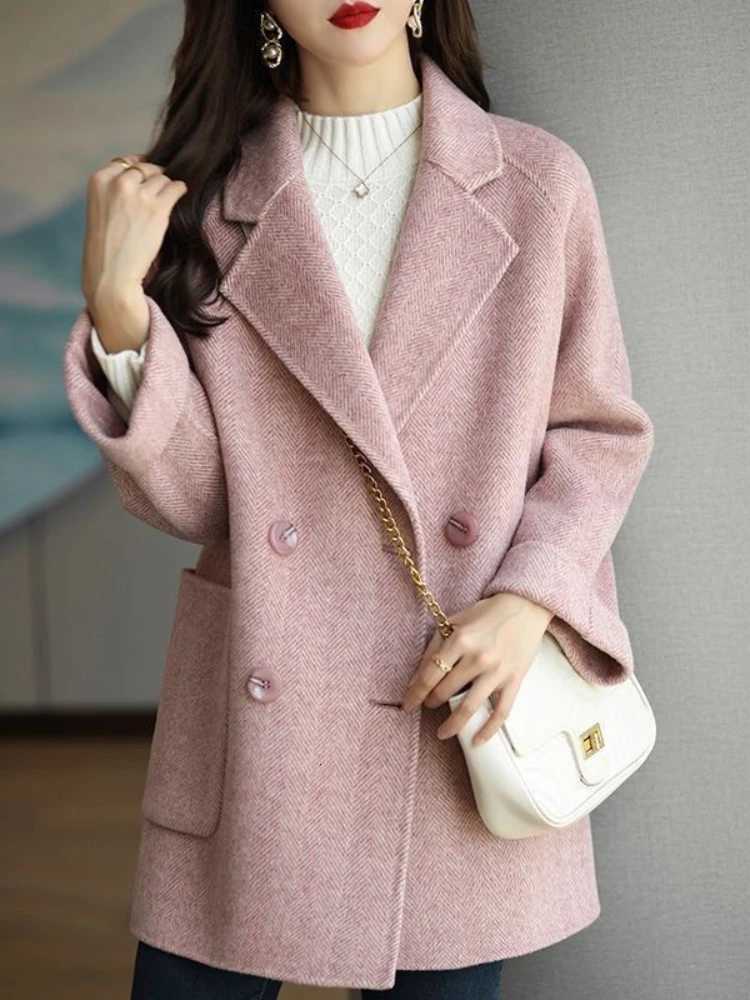 Wool Coat Elegance Coats and Jackets Women New In Autumn Winter Jacket Women Korean Style Long Sleeve Office Lady Trench CoatT251224