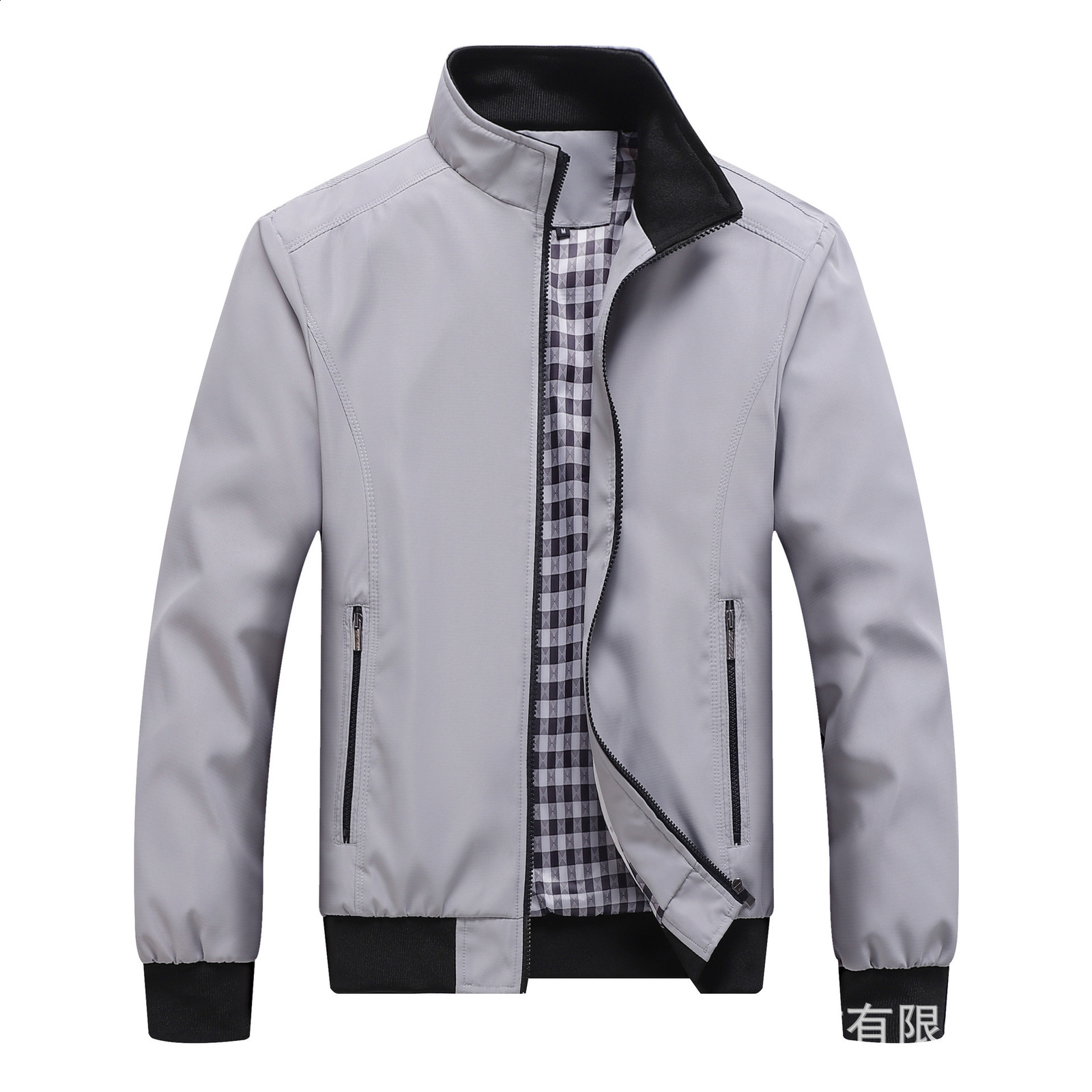 Autumn Mens Stand up collar Middle aged Jacket Fashion Casual Trend Middle aged Solid Color Dads Coat 240810