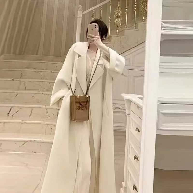 Mid to Long Length Meilad Double-sided Woolen Coat for Autumn and Winter Womens High-end Fashion Short Woolen CoatT251224