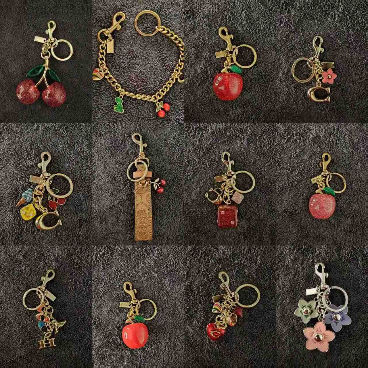 Bag Charm Cherry Women Key Rings keychain Retro-Cool Cherry Motif In Glittery Resin Clip it To Favorite Bag Set of Keys For Refreshing Style key chain Christmas Gift