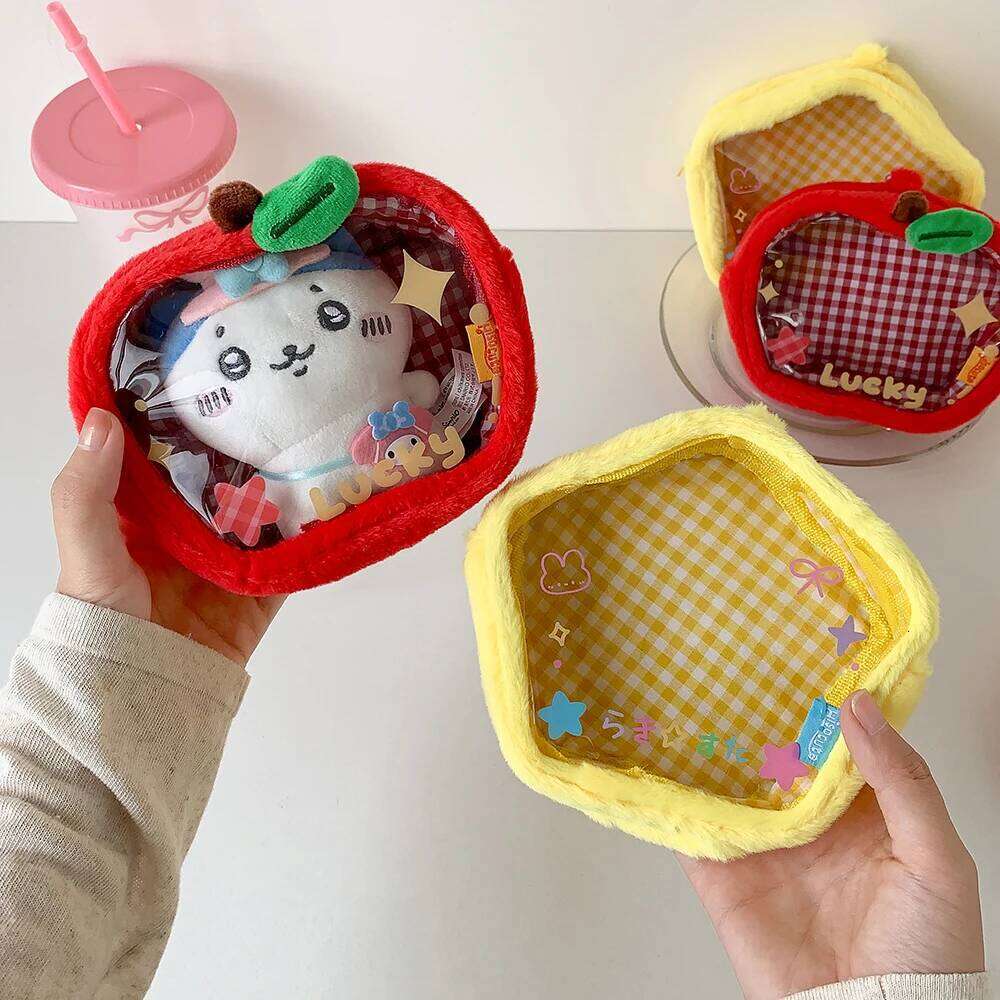 INS Korean Red Apple Accessories Cute Fashion Transparent PVC Doll Storage Bag Student Backpack Pendant Girls Gifts X251224