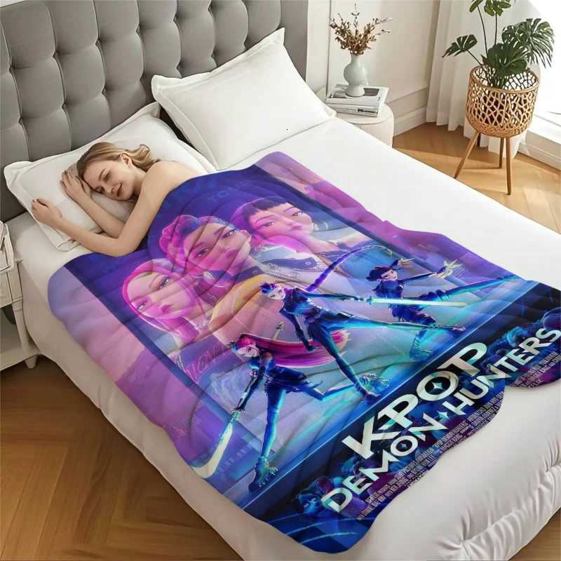 LUXURY K-Pop Demon Hunters Blanket Girls Boys Plush Throw Blanket Novelty Warm Blanket All Season Gift for Bed Sofa Office Camping TripXJ251224