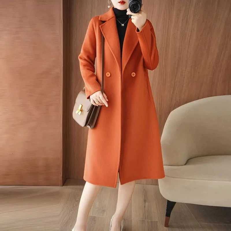 100 Pure Wool Double Sided Cashmere Jacket Women Outer Wear Loose l Professional Coat New Autumn Winter Woolen Windbreaker CoatT251224
