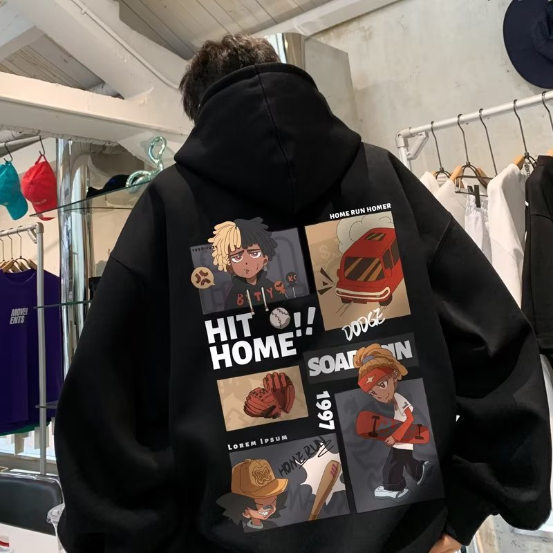 Fleece Lined & Thickened Oversized Couples Hoodie, Trendy Versatile BF-Style Ins Fashion, Hong Kong Style Outerwear for Men, Fall & Winter