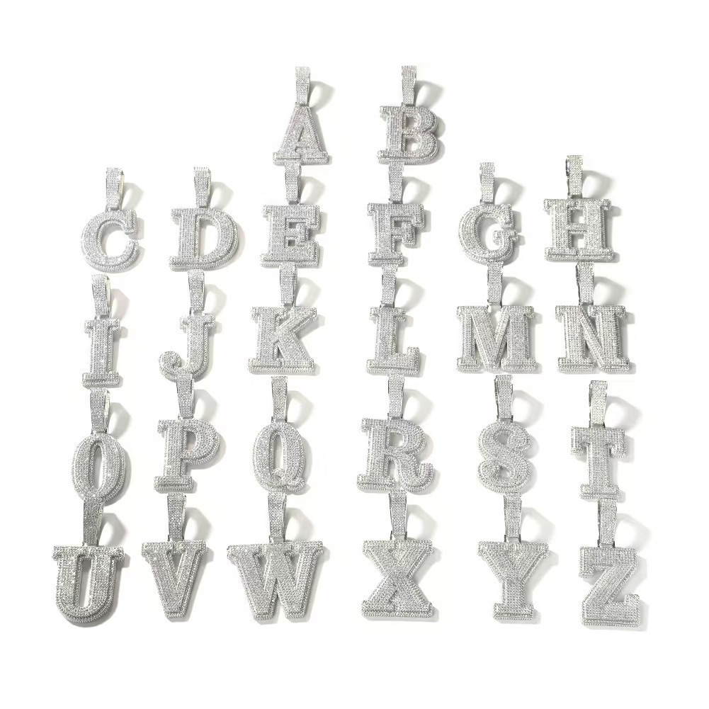 Hiphop Mossanite Pendant 925 Silver Iced Out P Letter Pendant Necklace Initial Baguette Diamond Vvs Custom Moissanite Pendant
