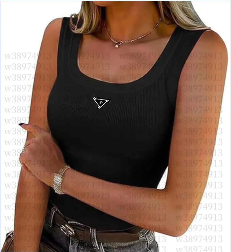 2026 new Designer Womens Tank Tops T Shirts Summer Women Tops Tees Crop Top Embroidery Sexy Off Shoulder Black Casual Sleeveless Backless Top Shirts Solid Color Vest