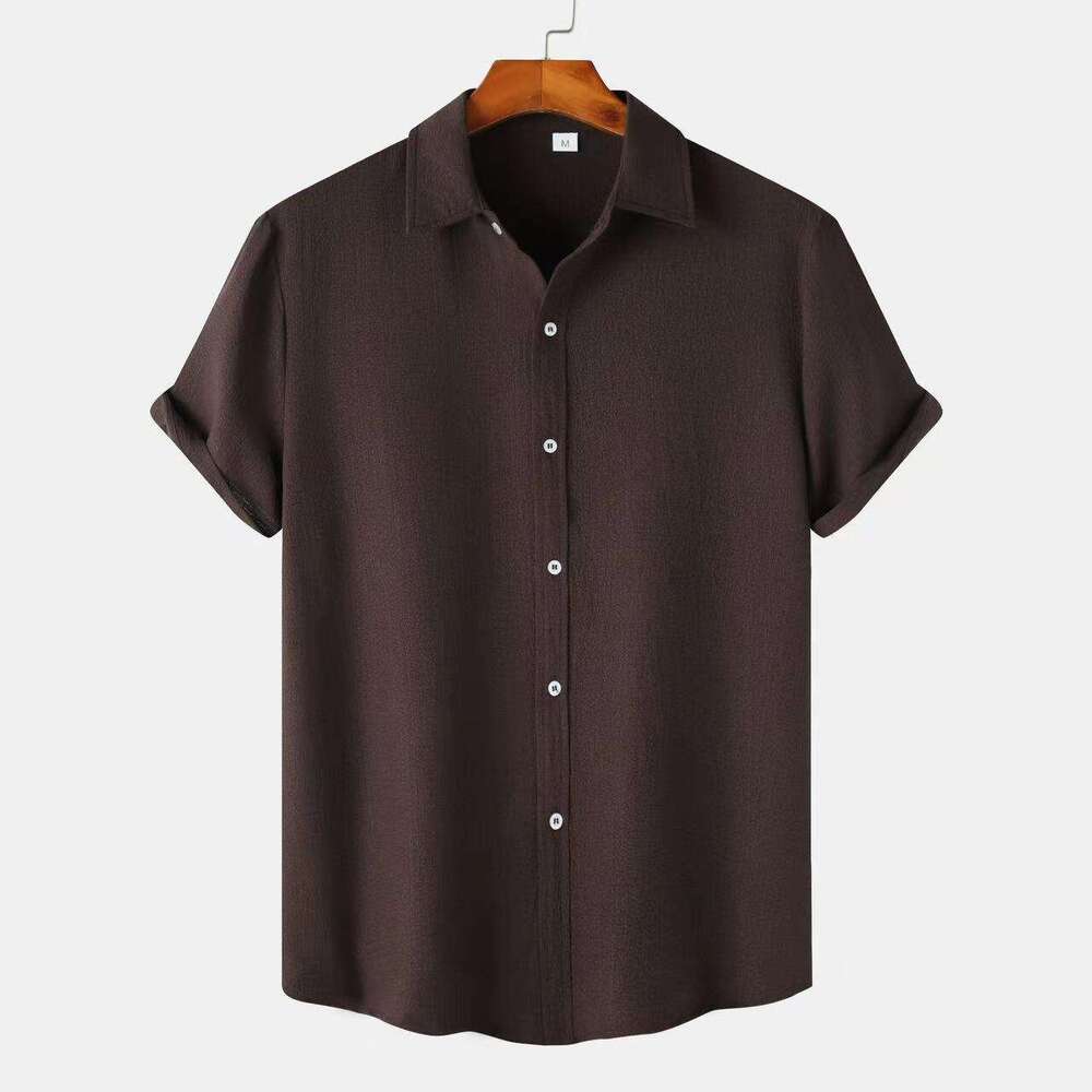 Clothing Summer New Short Sleeved Solid Color Men's Shirt Tops
