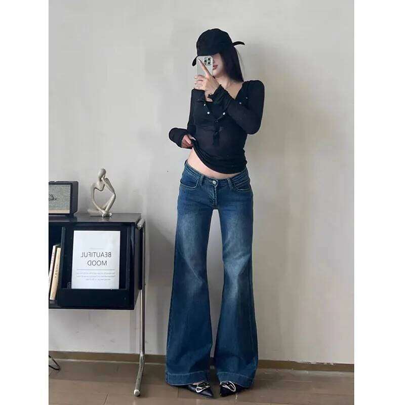 Lucyever Y2K Streetwear Low-Waisted Jeans Women Korean Fashion Slimming Denim Flares Pants Spring Summer Sexy Wide Leg Trousers X251224
