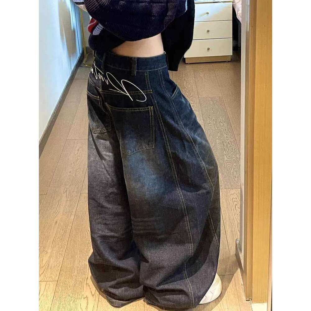 Casual Womens Y2K Loose Baggy Jeans Blue Washed High Street Vintage Cargo Pants Wide Leg Oversized Trousers y2k pants X251224