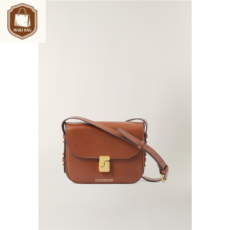 MAKI BAG Autumn New Women's Fashion Handbag Leather Material Trendy Small Square Bag Light Luxury Retro Style Women's Shoulder Bag Luxury Ba
