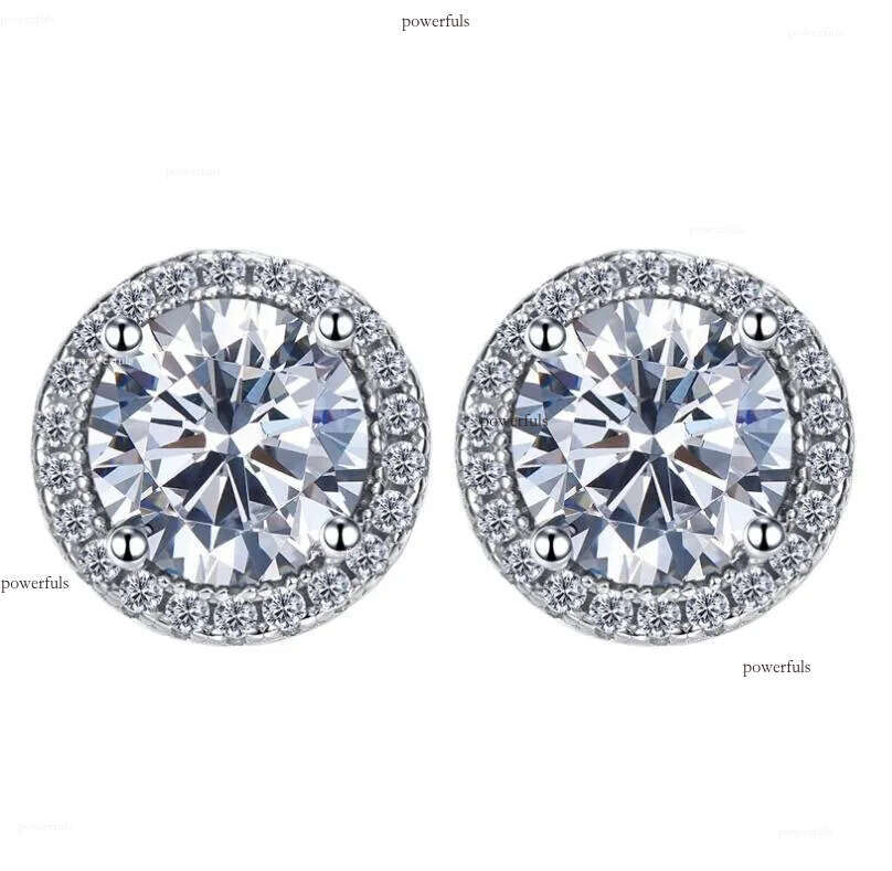 Ins Top Sell Stud Earrings Moissanite Dia Simple Fashion Jewelry Round Cut Gemstones Party High Quality Eternity Classical Women Circle Earring Gift