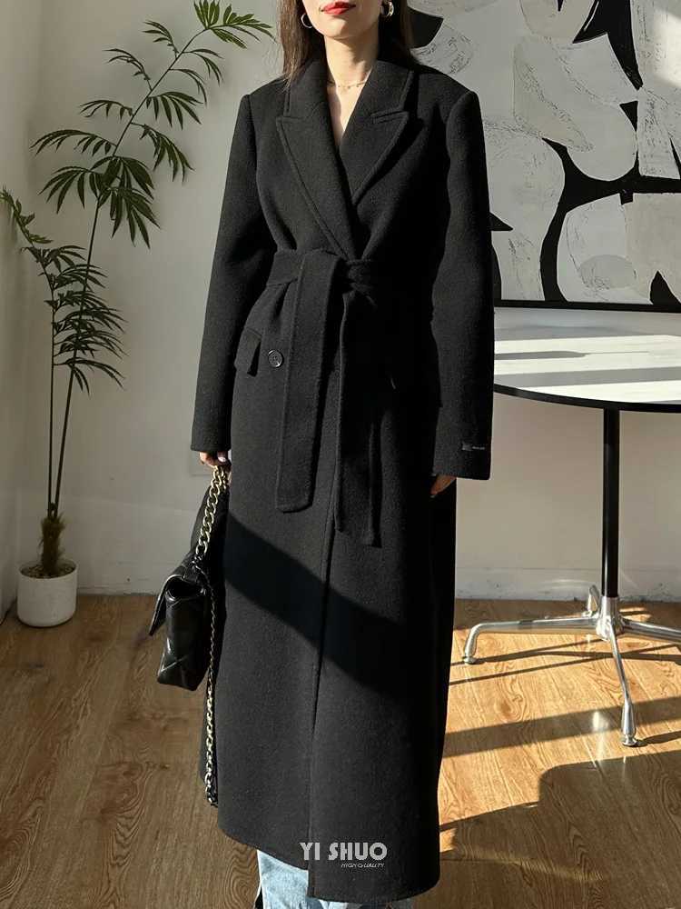 2025 Autumn Luxury Coat Double Brested Thickened Double-Sided Wool Coat Women Xlong Extended Suit Tie-Strap Jacket WomenT251224