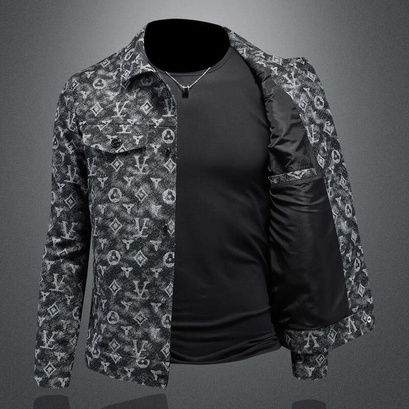 New Arrival Men's Plaid Jacquard Denim Jacket Hip-hop Cowboy Overcoat Luxury Plus Size 5XL