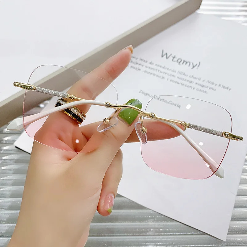 Rimless glasses without makeup pure desire large frame blush glasses flat glasses 251223