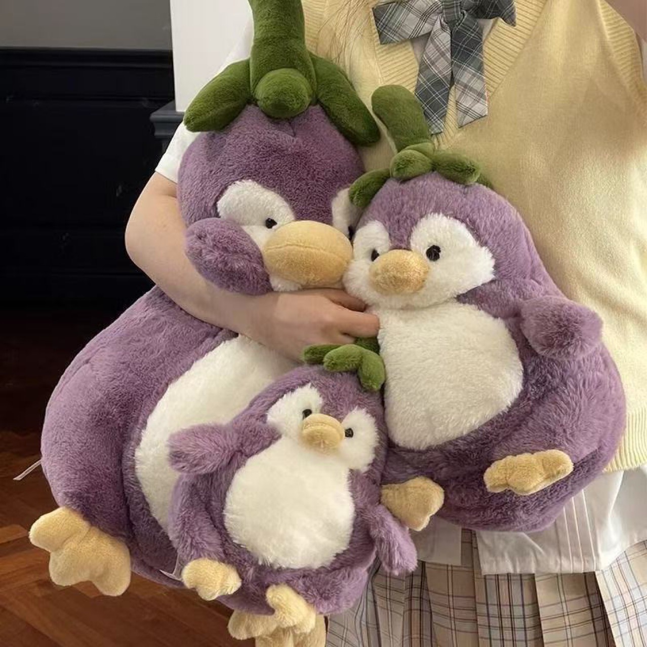 2026 Viral Purple Eggplant Penguin Plush Toy, Jumbo Stuffed Animal Doll Hugging Pillow Sleep, Cute Gift for Boys & Girls W260306