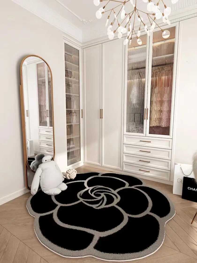 luxury Camellia Shaped Crystal Pile Carpet Living Room Bedroom Cloakroom Dressing Room Study Room Decorative Non-slip Carpet M251224