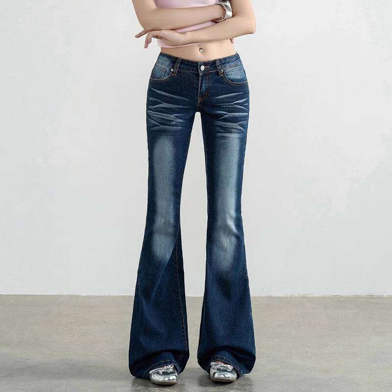 2025 Girls Retro Low Waist Bell Bottom Jeans Women Comfortable Stretch Thin Pants Female Korean Casual Denim Trousers X251224