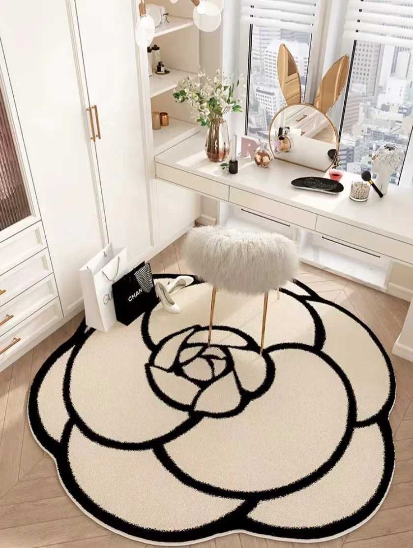 luxury Camellia Shaped Crystal Pile Carpet Living Room Bedroom Cloakroom Dressing Room Study Room Decorative Non-slip Carpet M251224