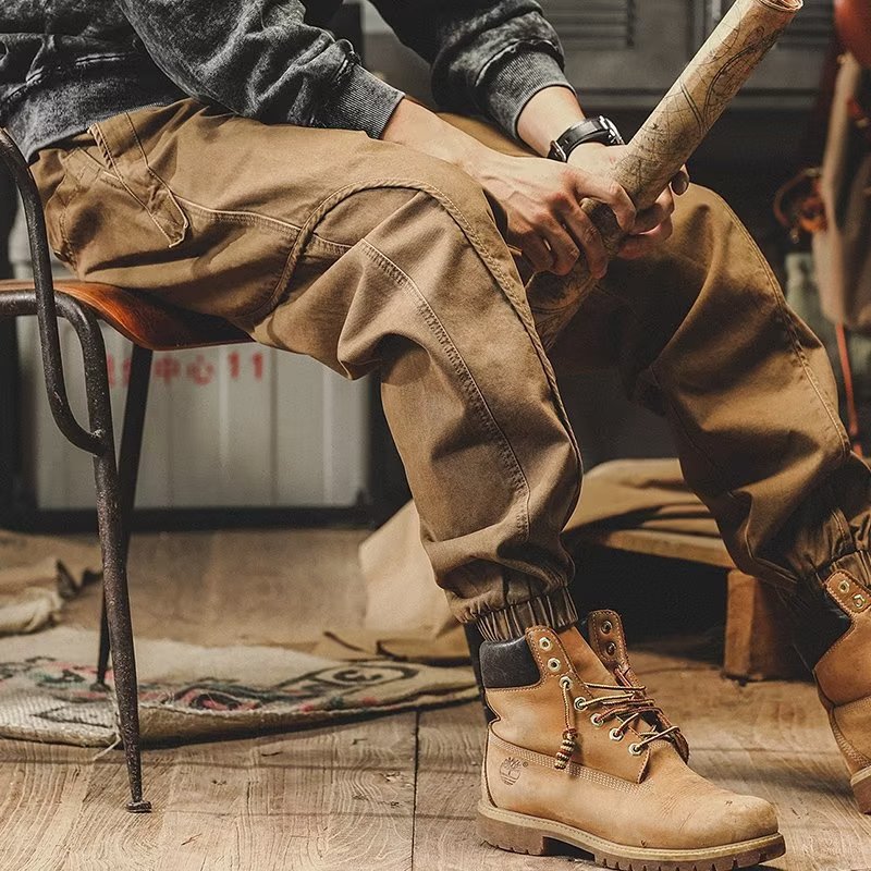 American Heavyweight Cargo Pants for Men, 2025 Fall & Winter New Style, Oversized Trendy Casual Pants, Streetwear Cuffed Trousers