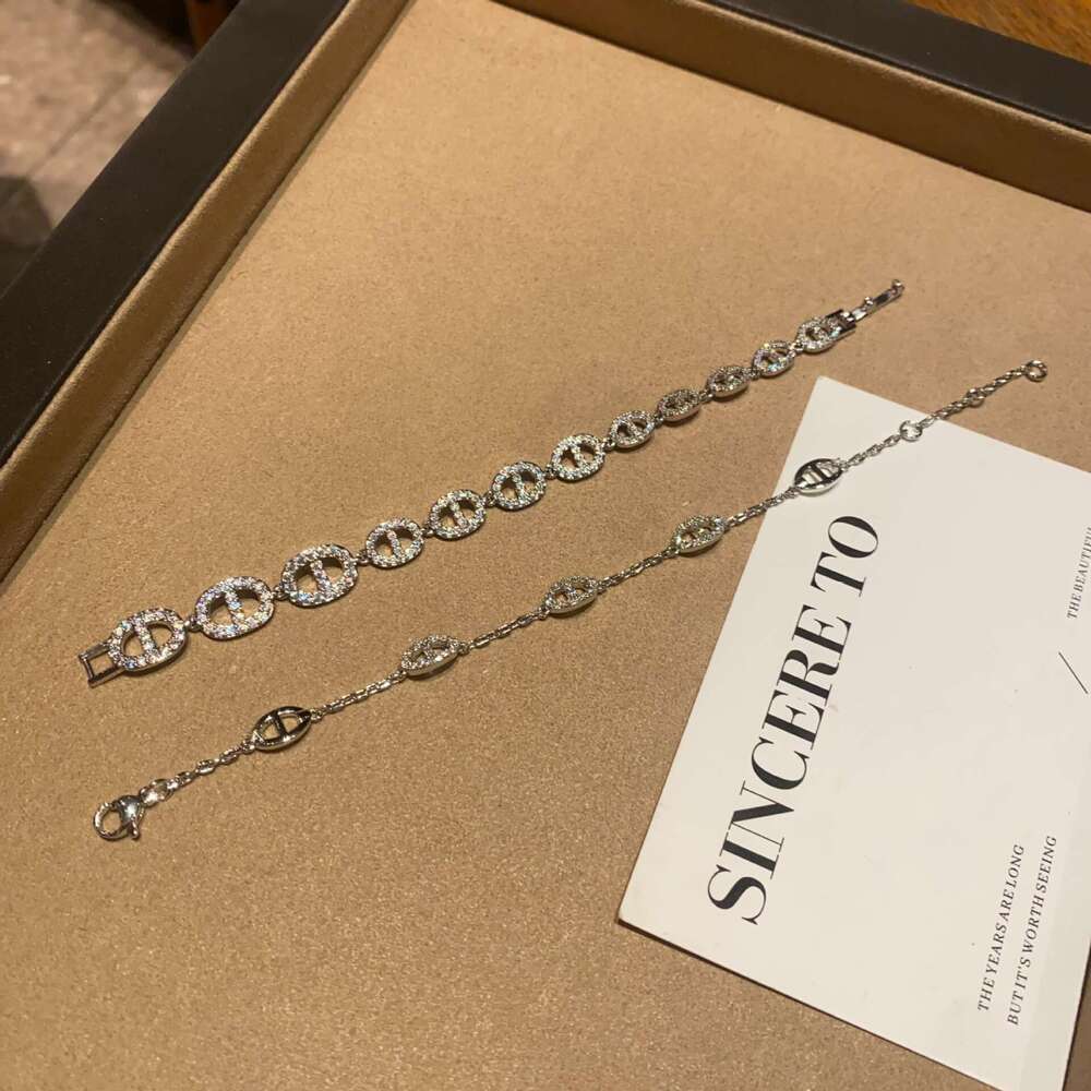 Bracelet for Women Jewelry French Style Pig Nose Full Diamond New Korean Trendy High-End Sweet Gift for Best Friends