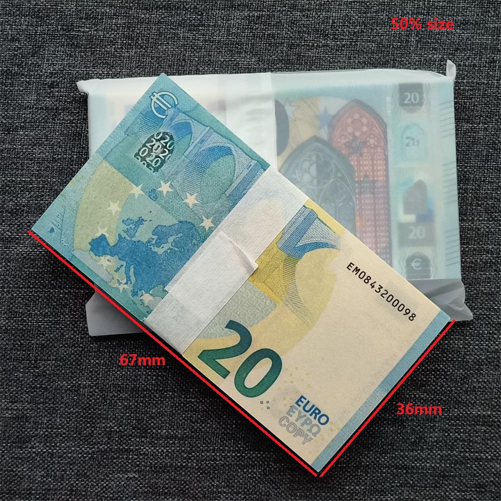 3A Top Quality Wholesale Prop Money Euro Copy Money 5 10 20 50 100 200 500 Euros Dollar Realistic UK Pretend Banknotes paper photocopy For Party Wedding 67*36mm 50% Size