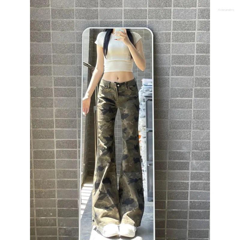 Women's Jeans Camouflage Flare For Women Winter Seller Street Style Versatile Low Waisted Slimming Tummy Hiding Non Clingy Pants Z260313