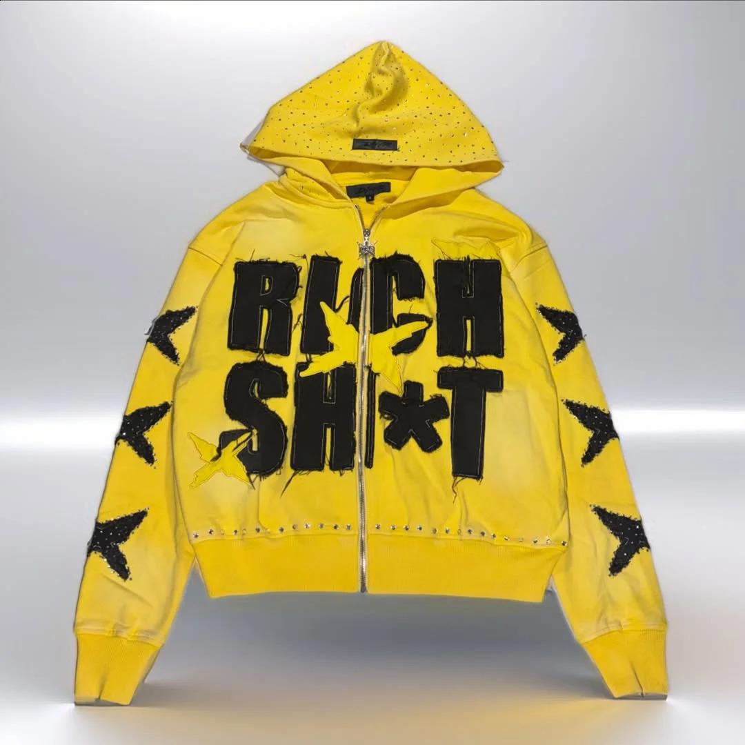 Fresh Style Colorful Flash Element Fashionable Hooded Sweatshirts for Men and Women Streetwear Versatile Zip Up Letter Jacket 251223 - view 4