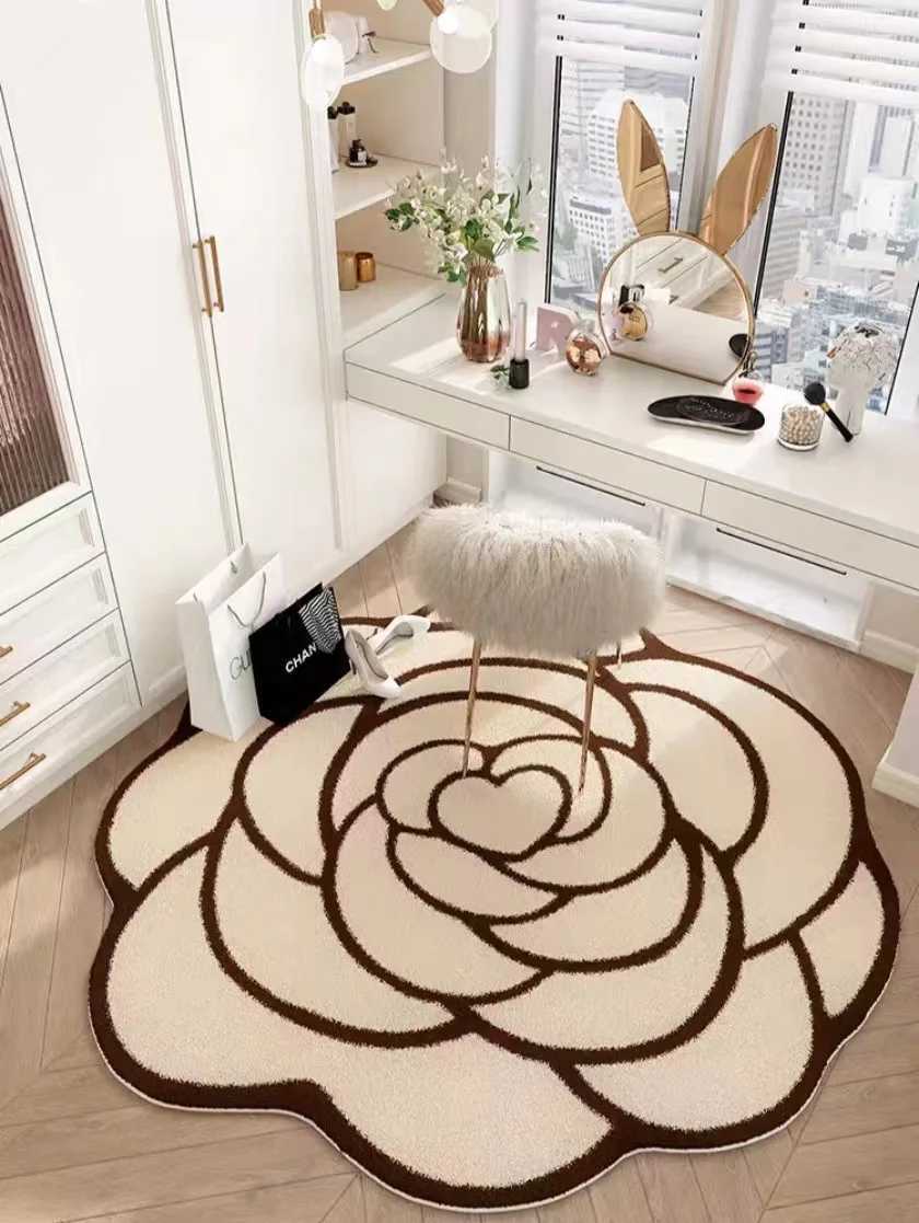 luxury Camellia Shaped Crystal Pile Carpet Living Room Bedroom Cloakroom Dressing Room Study Room Decorative Non-slip Carpet M251224