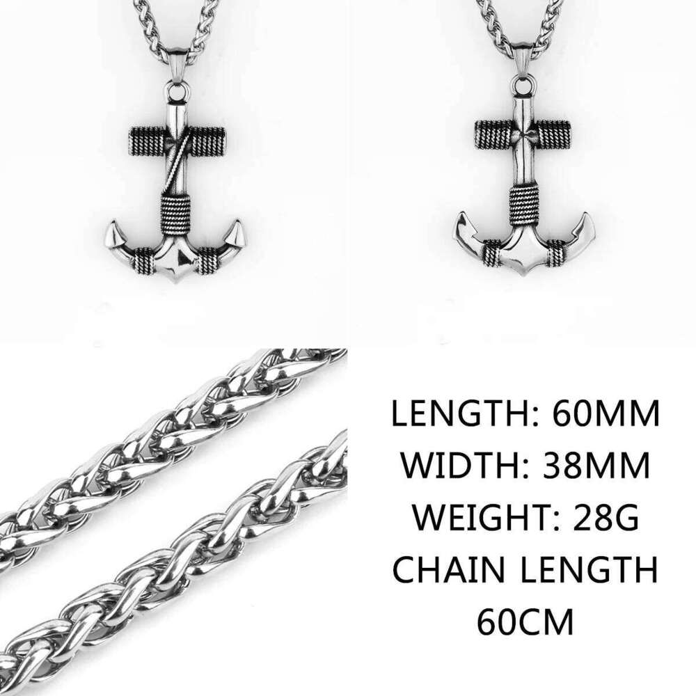 Stainless Steel Viking Anchor Pendant Vintage Personality Nordic Pirate Men's Party Jewelry Punk Hip Hop Necklace Gift X251224