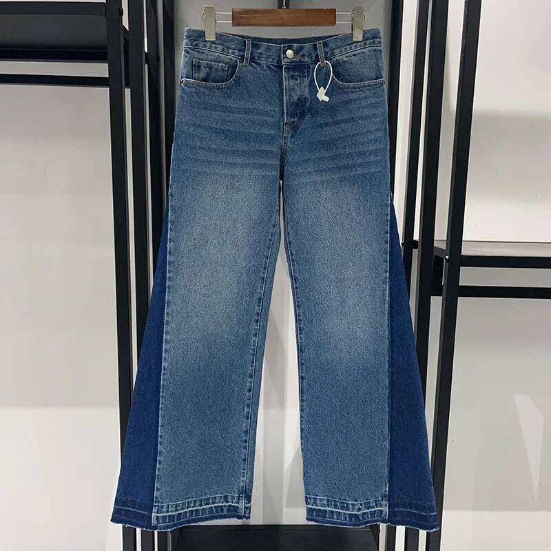 Stylish High-waisted Women's Flared Jeans with A Three-dimensional Cut and Color-blocked Design. X251224