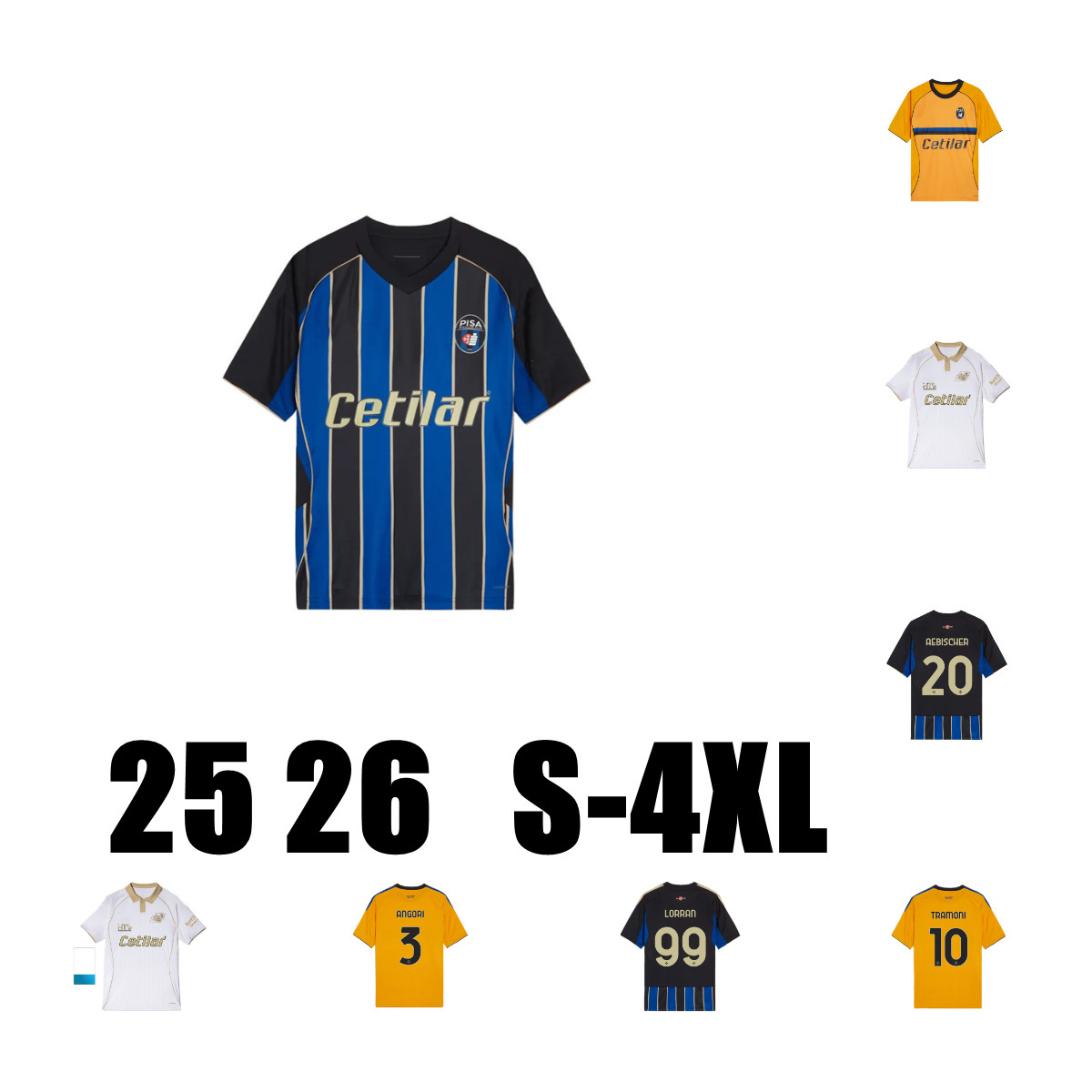 25/26 PISA FC Soccer jerseys NZOLA MEISTER LERIS PICCININI camisetas de futbol BUFFON AEBISCHER ANGORI MOREO TRAMONI STENGS Men kids kit socks Football shirts 3XL 4XL